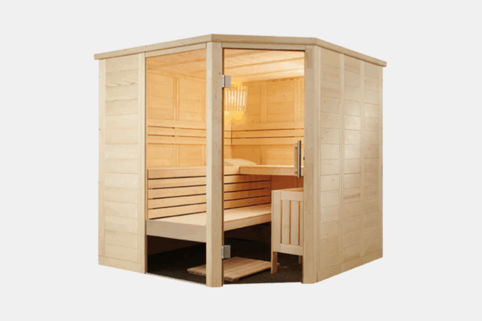 SAUNAKABINE BLOCKBOHLE 5-ECK